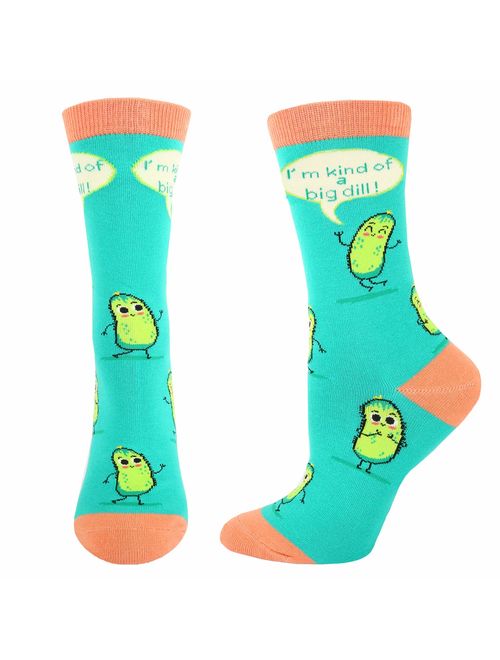 HAPPYPOP Funny Pickle Gifts Sushi Gifts for Women, Novelty Sushi Donut Pickle Taco Socks Girls,Crazy Food Socks
