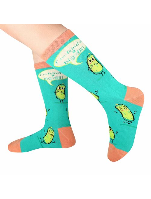 HAPPYPOP Funny Pickle Gifts Sushi Gifts for Women, Novelty Sushi Donut Pickle Taco Socks Girls,Crazy Food Socks