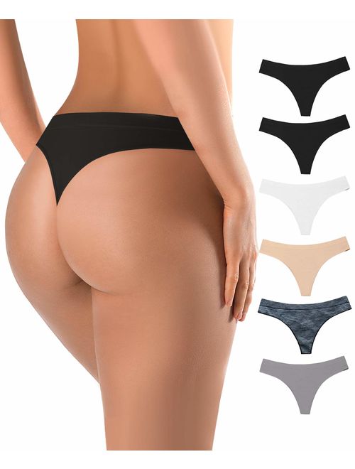 BUBBLELIME Bikini Panties Women’s Low Rise String Breathable Soft Underwear Bonded No Show 6 Pack&3 Pack&1 Pack