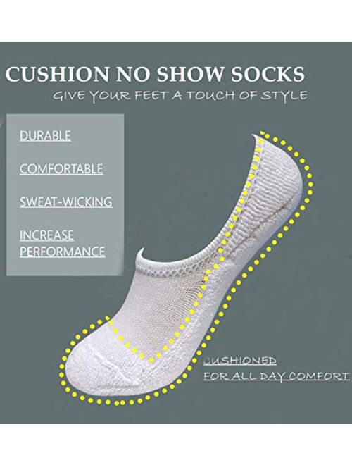 No Show Socks Women Athletic Cushion Cotton Socks- 5/10 Pack-Low Cut Liners Loafer Sneakers Sports Casual Socks