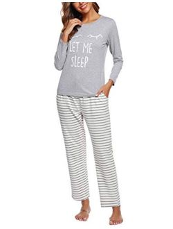 ARANEE Womens Long Sleeve Top And Pajamas Striped lounge Sets