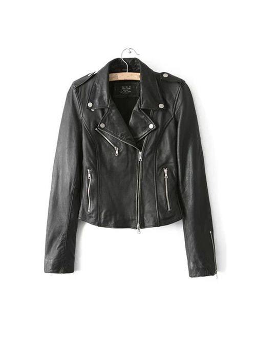LJYH Womens Zipper Motorcycle Biker Faux Leather Jackets