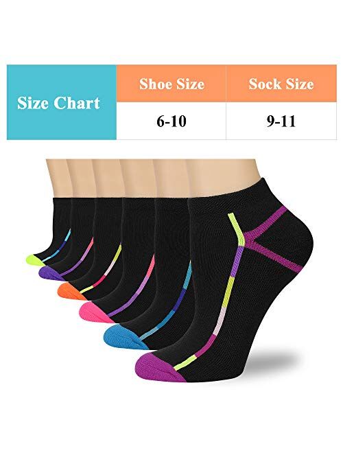 LITERRA Womens Ankle Low Cut Socks with Cushion for Athletic,Sport and Casual Use (6 Pack)