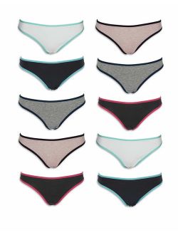 Emprella Cotton Underwear Women 10 Thong Pack - No Show Panties, Seamless Sexy Breathable
