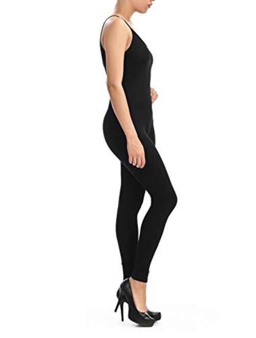 JJJ Women Catsuit Cotton Lycra Tank Spaghetti Strapped Yoga Bodysuit Jumpsuit S-Plus