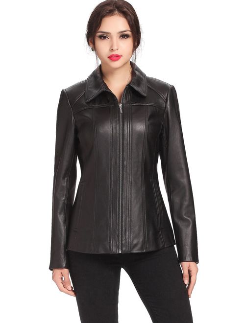BGSD Women's Ellen Lambskin Leather Jacket (Regular and Plus Size and Short)