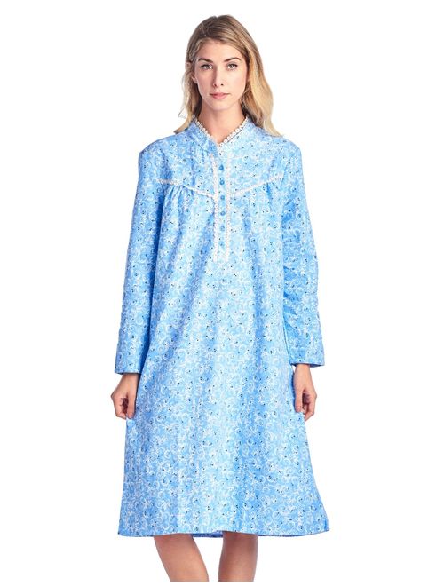 Casual Nights Women's Flannel Floral Long Sleeve Nightgown