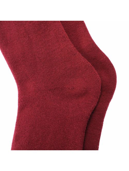 Womens 5 Pairs Thick Soft Solid Color Knit Wool Warm Crew Winter Socks