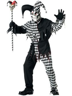 Men's Adult- Black Evil Jester Costume