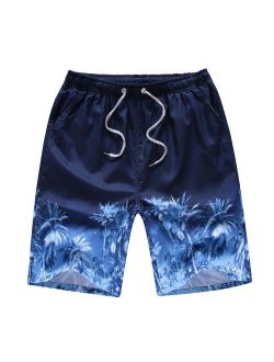 Newland Men's Printing Quick Dry Beach Board Shorts Swim Trunks Plus Size