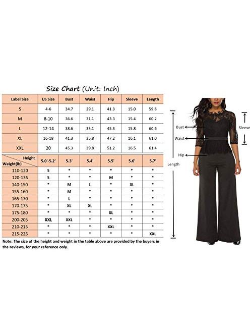 LSAME Women’s Elegant Lace Spliced Mesh Off Shoulder Rompers and Jumpsuits