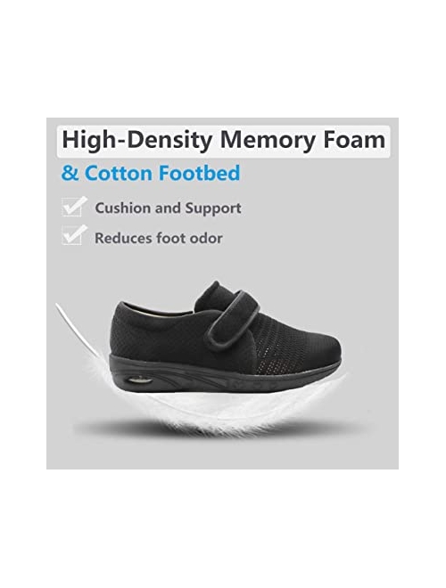 Orthoshoes Womens Edema Shoes Mesh Breathable Walking Sneakers Adjustable Touch Close Strap Lightweight Air Cushion for Diabetic, Elderly, Swollen Feet, Plantar Fasciitis