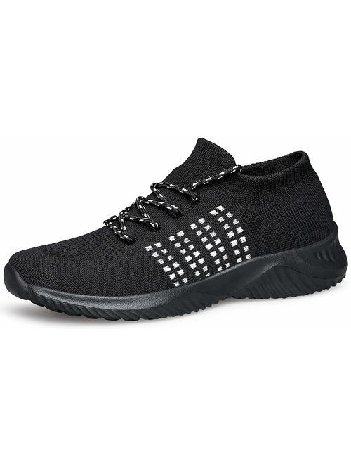 WUTANGCUN Women's Walking Shoes Casual Fashion Sneakers Mesh Breathable Socks.