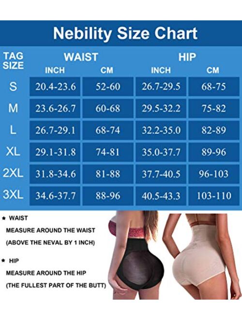 Nebility Women Butt Lifter Shapewear Hi-Waist Tummy Control Body Shaper Shorts Waist Trainer Panty