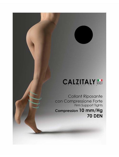CALZITALY Firm Support Pantyhose Factor 10 | S, M, L, XL | Black, Blue, Skin | 70 DEN | Made in Italy