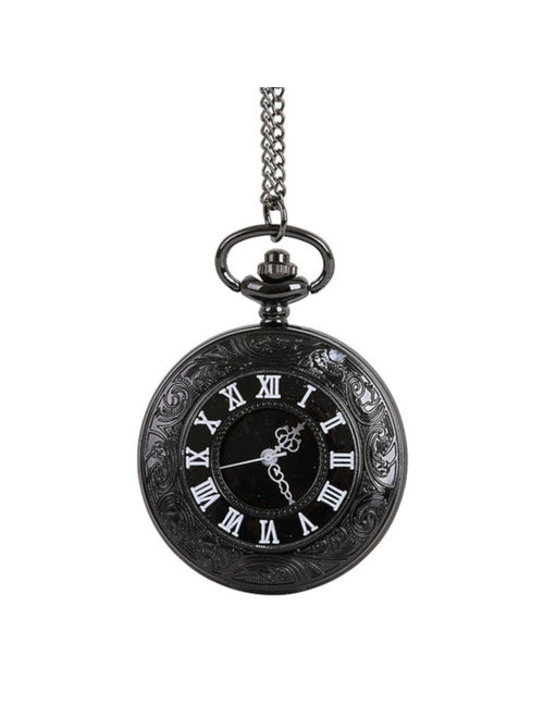 Gunmetal Black Pocket Watch With Small Openface Easy to Read Time, PW-61-GMB