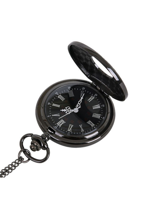 Gunmetal Black Pocket Watch With Small Openface Easy to Read Time, PW-61-GMB