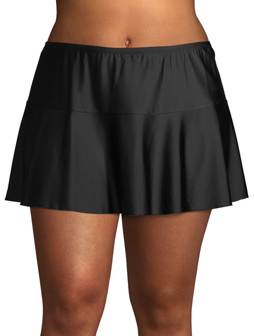 Time and Tru Women's Plus Size Flounce Swim Skirt