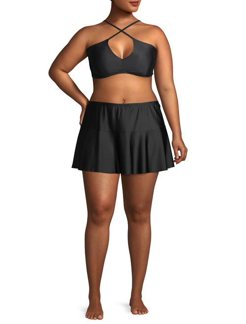 Time and Tru Women's Plus Size Flounce Swim Skirt