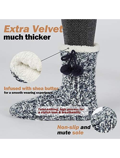 MaaMgic Womens Warm Fuzzy Slipper Socks Christmas Gift Winter Girls Cozy Funny Grip Socks
