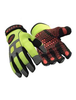 RefrigiWear Men's Insulated Fleece Lined HiVis Super Grip Performance Gloves Reflective with Silicone Grip Dots