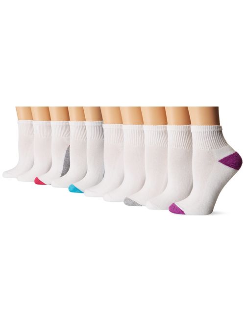 Gildan Women's Half Cushion Ankle Socks, 10 Pairs
