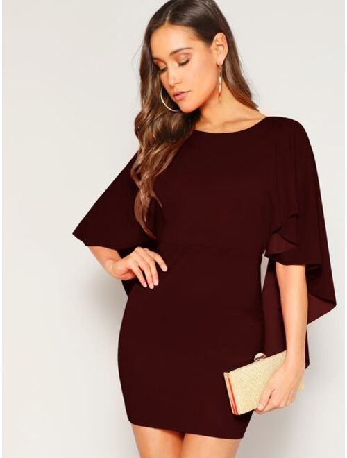 Shein Open Back Asymmetrical Cloak Sleeve Dress