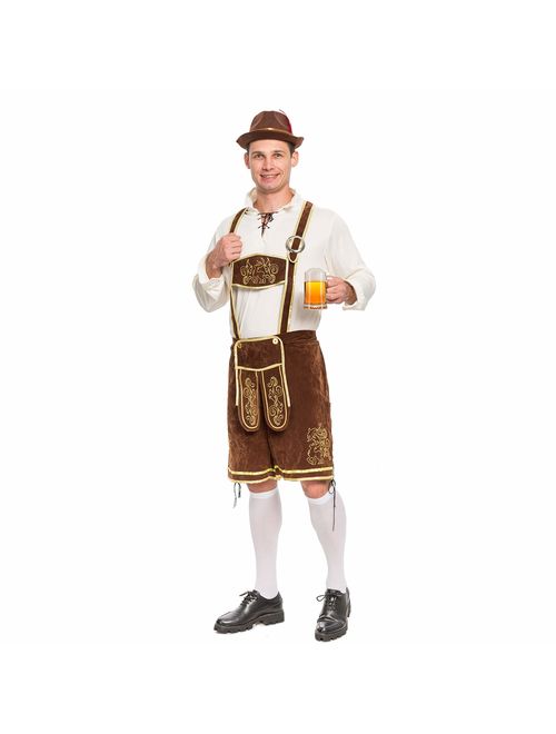 Men's German Bavarian Oktoberfest Costume Set for Halloween Dress Up Party and Beer Festival