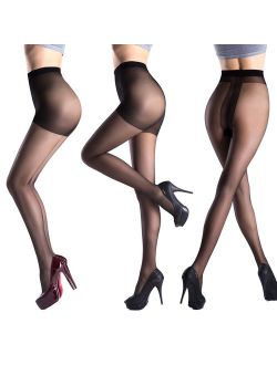 Women's Pantyhose Black Nude Control Top Sheer Tights Nylons Multipack