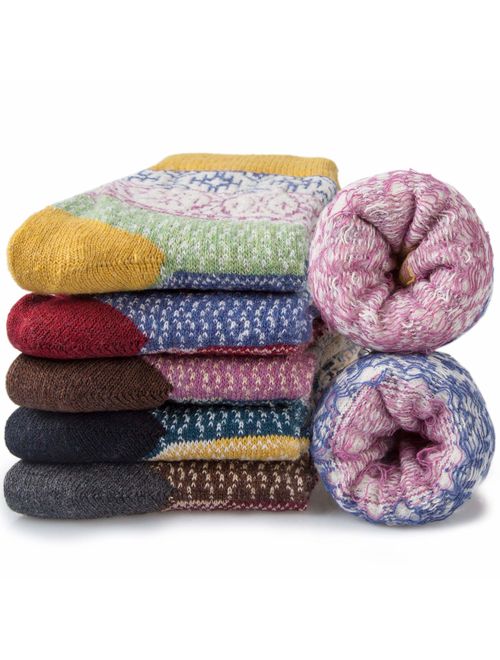 5-10 Pairs Merino Womens Wool Socks - Winter Cozy Thermal Christmas Warm Socks for Women