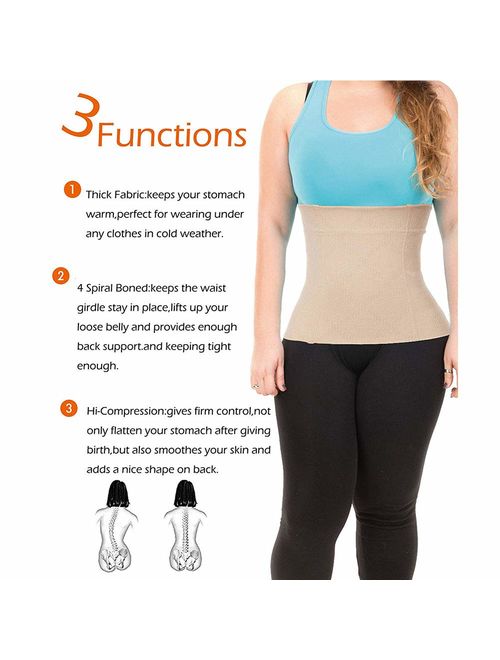 JITIFI Women's Postpartum Waist Trainer Belt Body Shaper Belly Wrap Compression Band