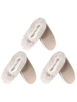 BambooMN - Adult Super Soft Warm Microfiber Cozy Fuzzy Slippers Non-Slip Lined Socks