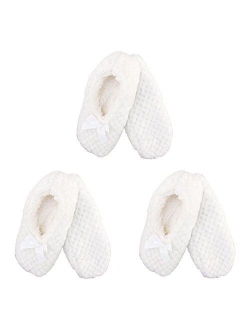 BambooMN - Adult Super Soft Warm Microfiber Cozy Fuzzy Slippers Non-Slip Lined Socks