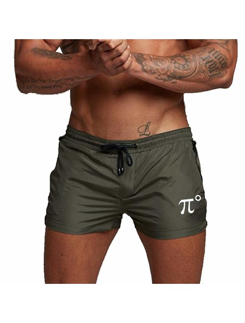 PIDOGYM Men's Swimwear Sports Running Shorts Swim Trunks Quick Dry Lightweight with Zipper Pocket