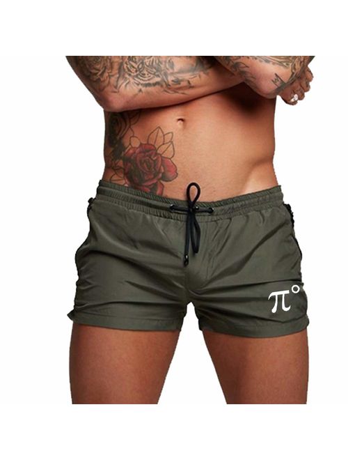 PIDOGYM Men's Swimwear Sports Running Shorts Swim Trunks Quick Dry Lightweight with Zipper Pocket