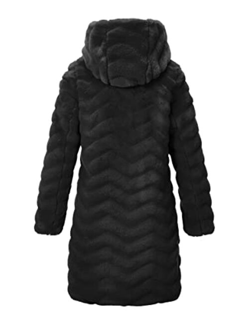 Bellivera Womens Leopard Print Fluffy Cardigan Faux Fur Fuzzy Faux Fleece Coat