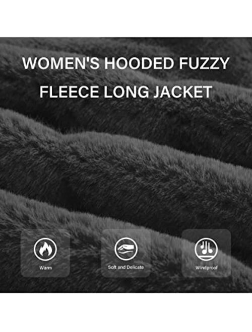 Bellivera Womens Leopard Print Fluffy Cardigan Faux Fur Fuzzy Faux Fleece Coat