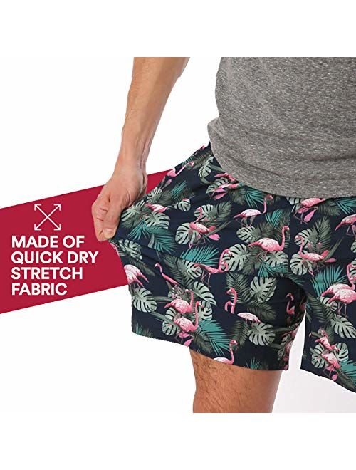 Prints Beach Bathing Suits Shorts Fort Isle Mens Stretch Swim Trunks Quick Dry 4-Way Stretch