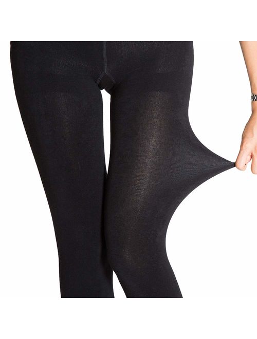 WiliW Women's Black Tights Opaque Control Top Hold & Stretch (Footed/Footless) 1 Pairs