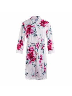 Women Floral Print Maternity Labor Delivery Robe Breastfeeding Nursing Nightgowns Gown Maternity Robe in Hospital