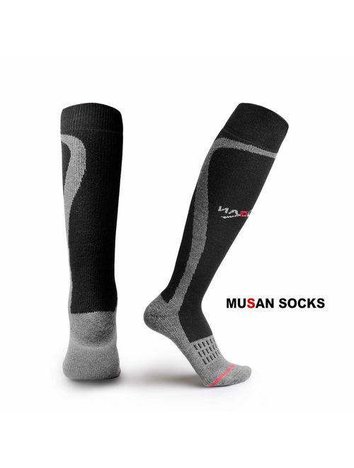 MUSAN Wool Ski Socks,Extra Warm Knee High Performance Snow Skiing/Snowboard Socks in Outdoor,Fit for Men and Women