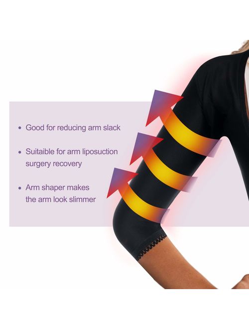 Wonderience Women Upper Arm Shaper Body Compression Sleeves Post Surgical Slimmer Humpback Posture Corrector Tops Shapewear