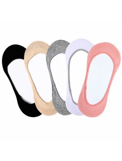 Ultra Low Cut Liner Socks Women No Show Non Slip Hidden Invisible for Flats Boat Summer 3/5 Pairs
