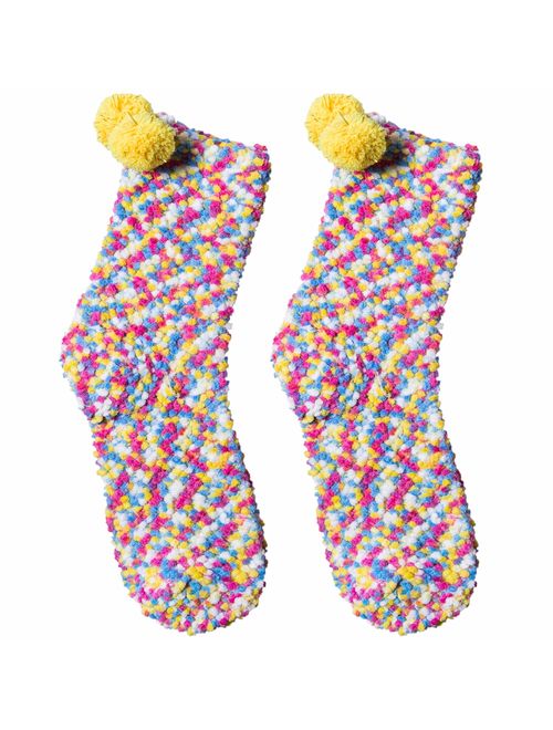 3 Pairs Womens Fuzzy Socks Cozy Winter Warm Fluffy Soft Cute Animal Fuzzy Home Slipper Socks