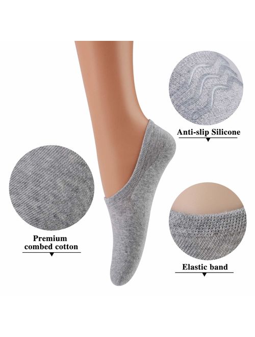 LAISOR Cotton No Show Sock Women's invisible Non Slip Flat Boat Liner Socks (Pack of 3-12)