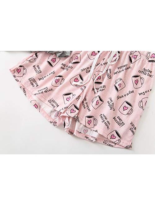 PNAEONG Women Cotton Sleepwear Short Sets Tank&Short Pajamas Sets