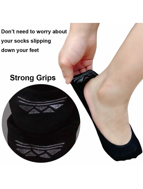 4 to 8 Pack Ultra Low Cut No Show Socks Women Invisible for Flats and Dress Shoes Liner Socks with Non-Slip Heel Grips