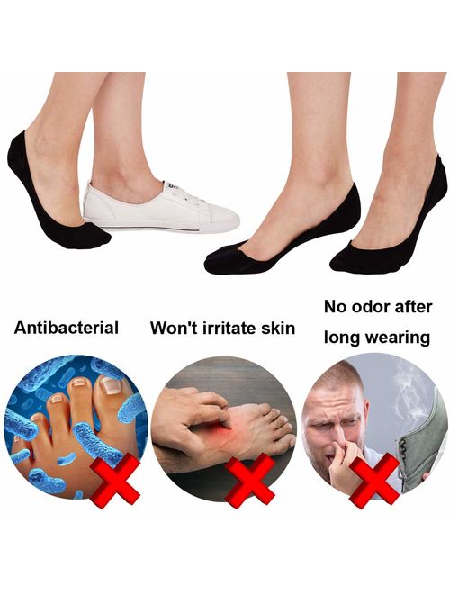 4 to 8 Pack Ultra Low Cut No Show Socks Women Invisible for Flats and Dress Shoes Liner Socks with Non-Slip Heel Grips