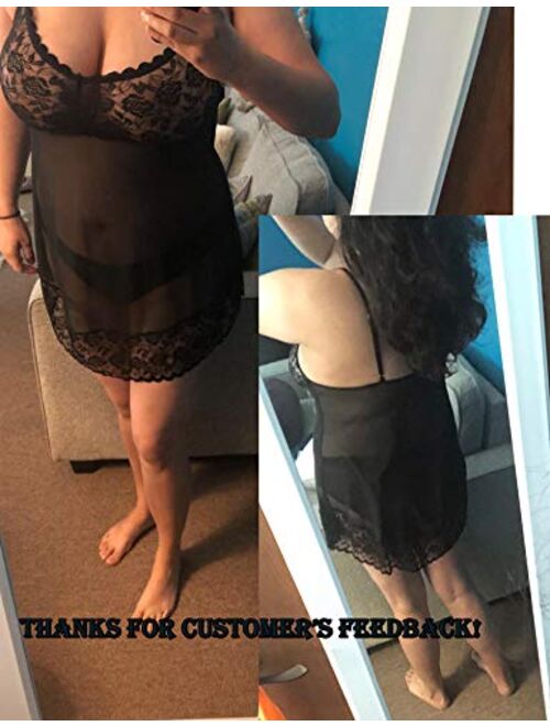 Avidlove Lace Babydoll Lingerie Sexy Mini Chemise Mesh Wedding Nightie Bridal Nightdress