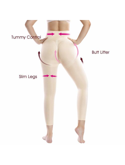 +MD Women's High Waist Target Firm Control Shapewear Compression Slimming Leggings